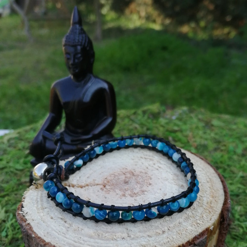 ozanao - bracelet wrap agate bleue