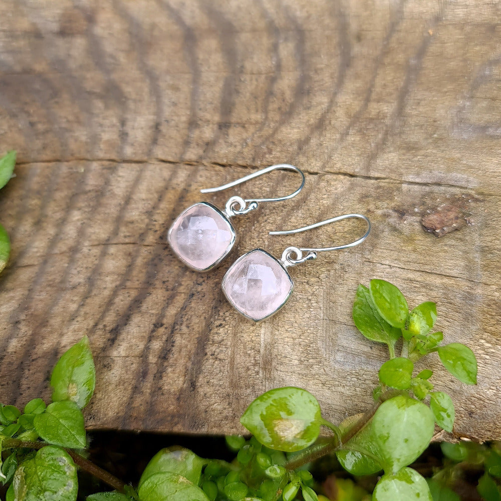 boucles d'oreilles quartz rose - ozanao