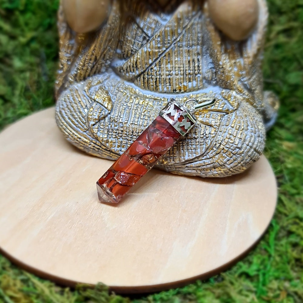 ozanao - pendentif pointe jaspe rouge