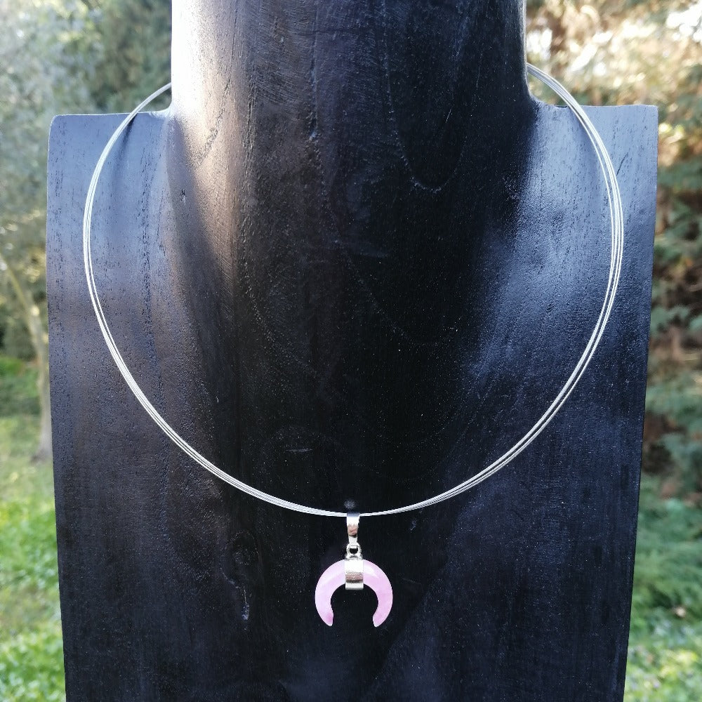 ozanao - pendentif corne quartz rose
